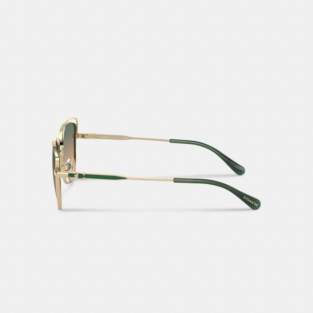 Óculos Coach Bandit Wire Oval Sunglasses Feminino Verdes Amarelas | GDWHXBL-82