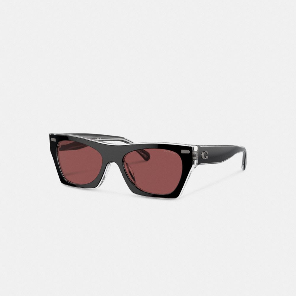 Óculos Coach Beveled Signature Square Sunglasses Feminino Pretas | HYOPUJN-64