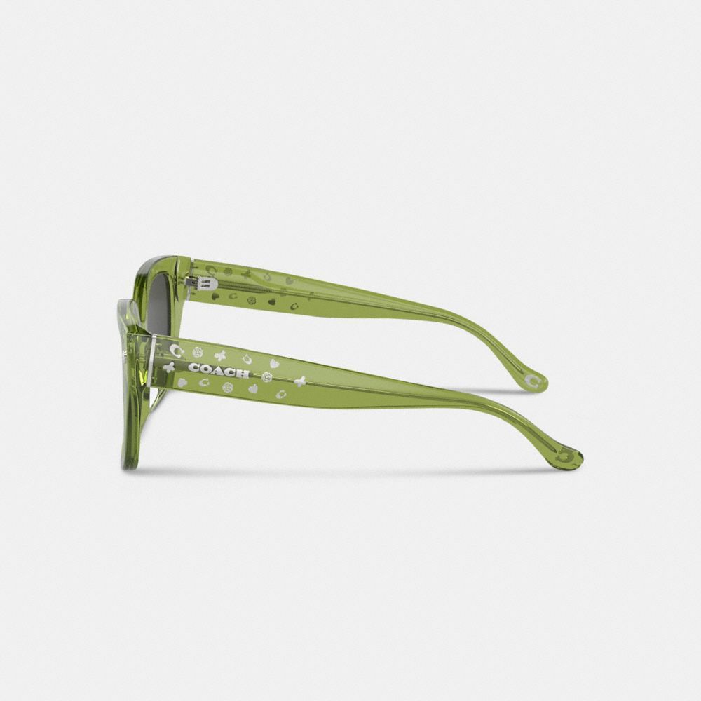 Óculos Coach Charms Oversized Square Sunglasses Feminino Verdes | FLYJZXQ-20