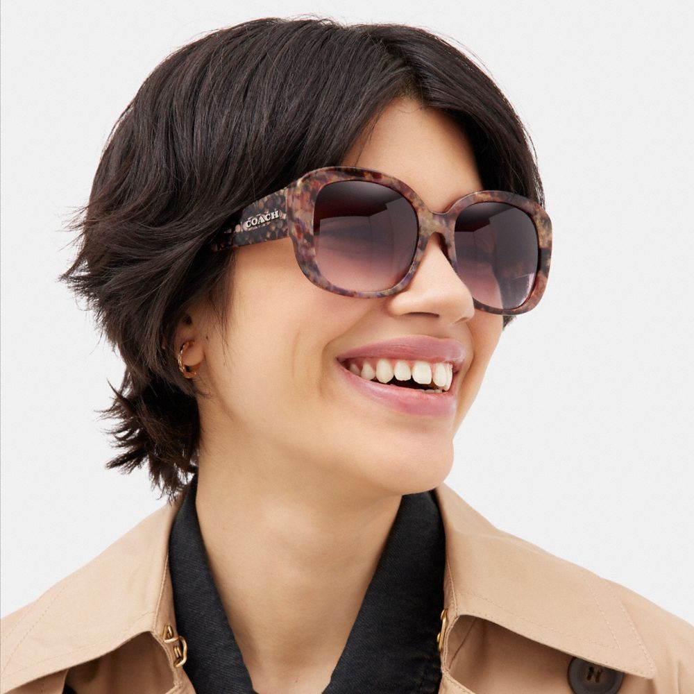 Óculos Coach Signature Oversized Square Sunglasses Feminino Roxo | SYCRZXM-79