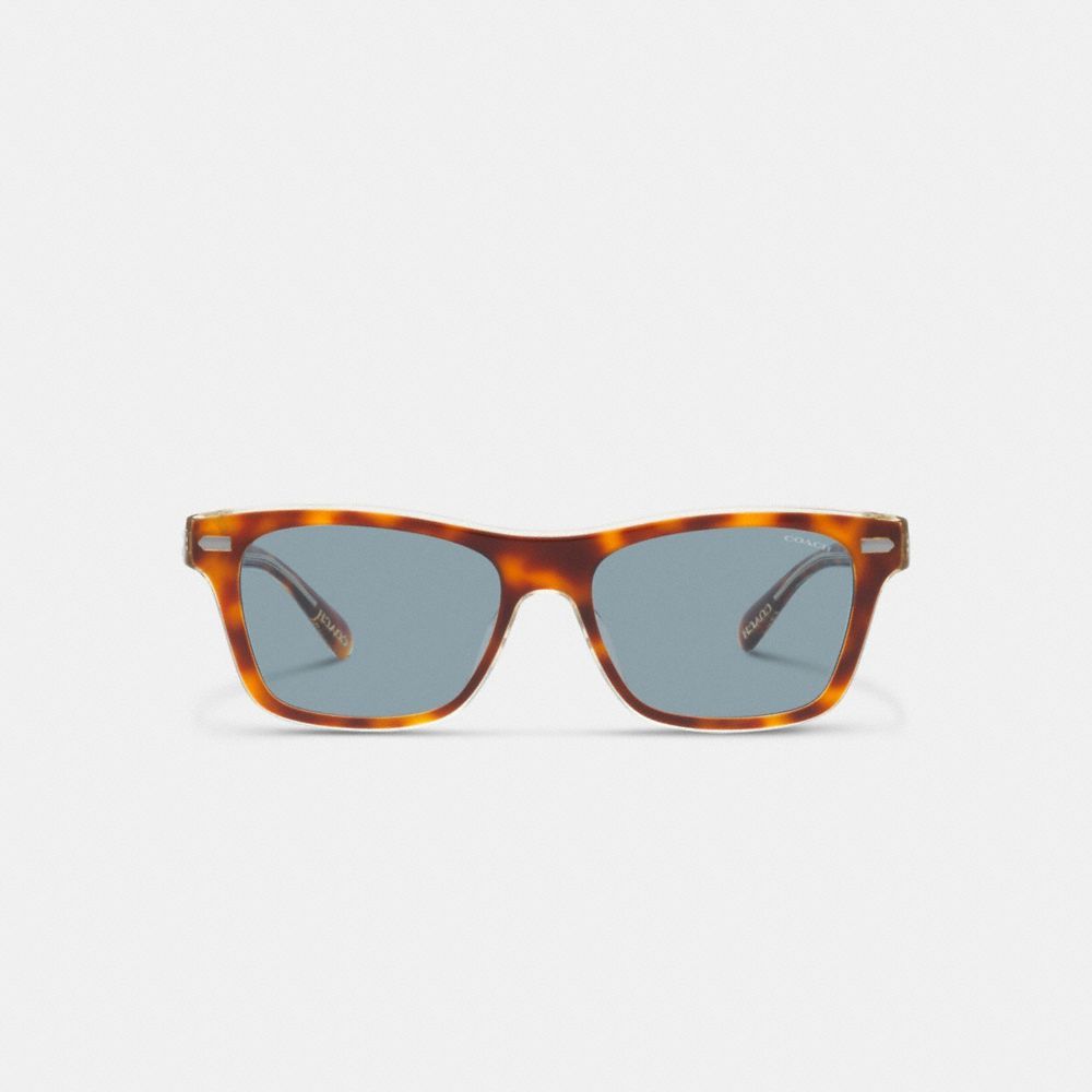 Óculos de Sol Coach Beveled Signature Square Sunglasses Masculino Azuis | GYADQIU-82