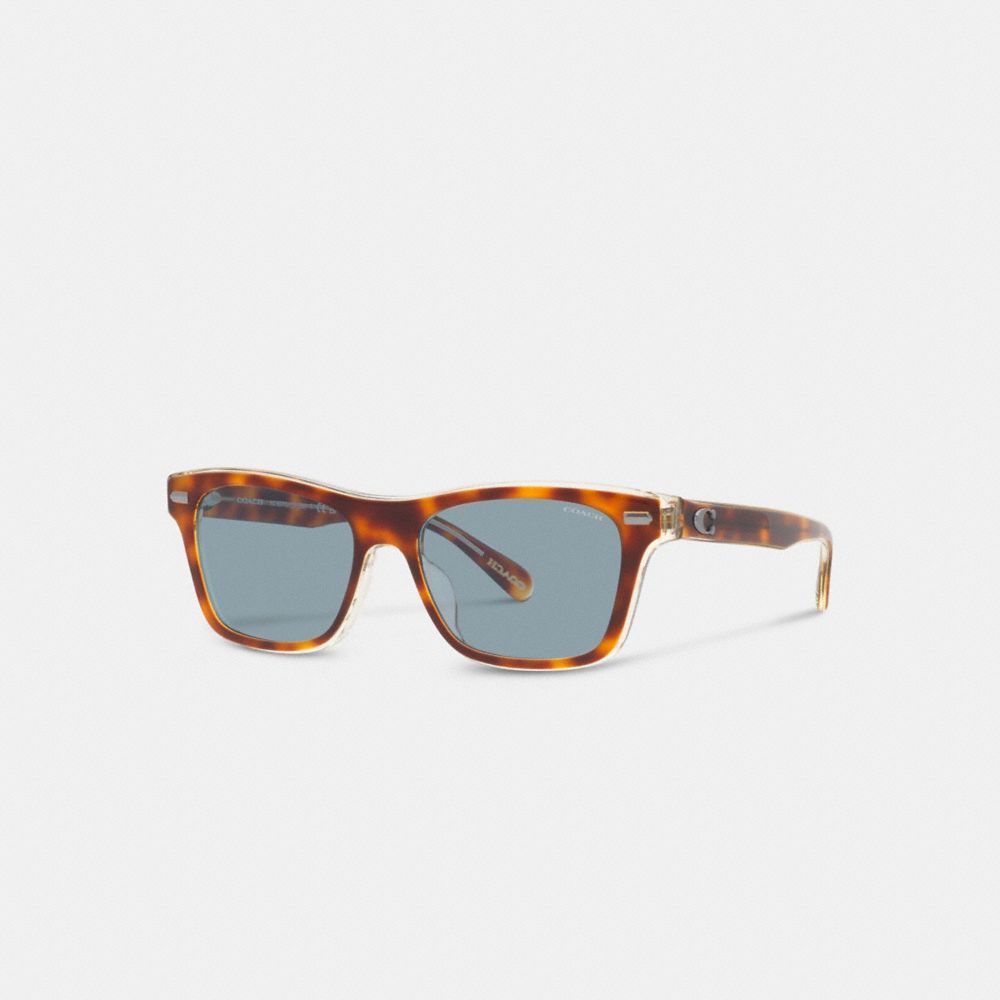 Óculos de Sol Coach Beveled Signature Square Sunglasses Masculino Azuis | GYADQIU-82